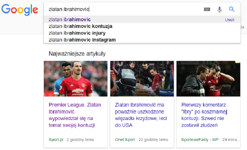Ibrahimovic w google