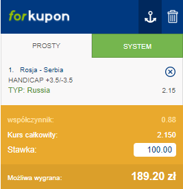 Kupun z wygraną Rosji +3,5