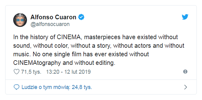 Komentarz Alfonso Cuarona - Oscary 2019