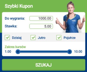 Opcja szybkiego kuponu u bukmachera forBET