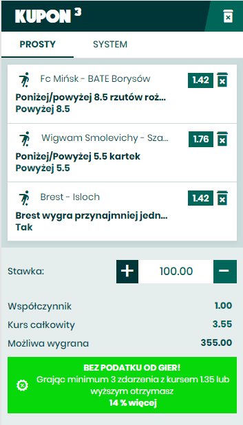 BETFAN kupon na Białoruś 12.04.