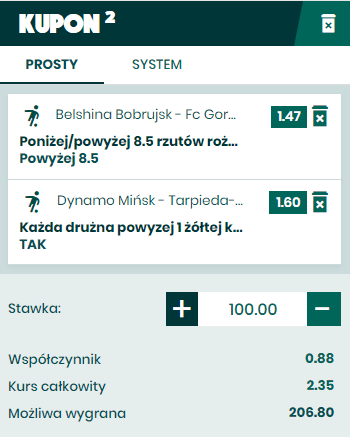 BETFAN kupon Białoruś 03.04.