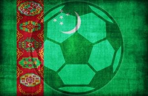 Piłka na tle flagi Turkmenistan