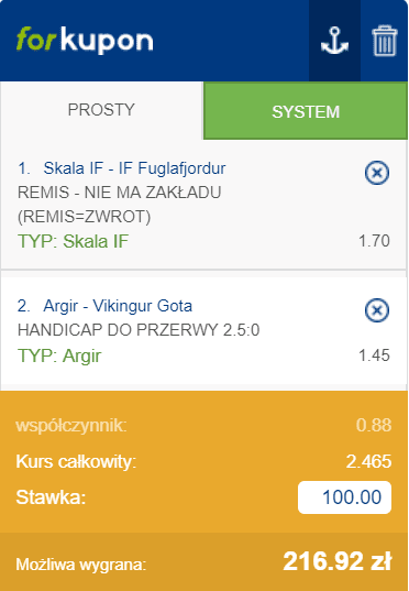 Forbet kupon na Wyspy Owcze 09.05.