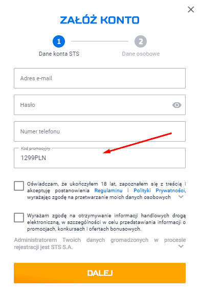 kod promocyjny sts 1299pln