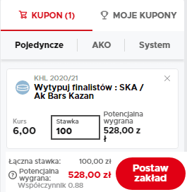 Betclic zakład długoterminowy KHL 01.09.