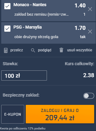 kupon double niedziela ligue 1 przemek