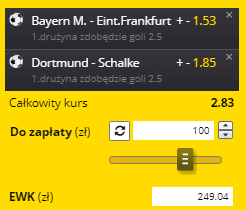 Kupon AKO Bundesliga bez boosta Fortuna 24.10.