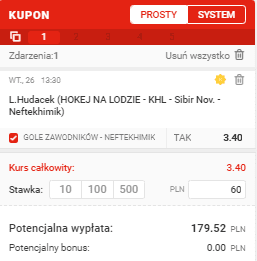 Singiel na 26.01. KHL Superbet