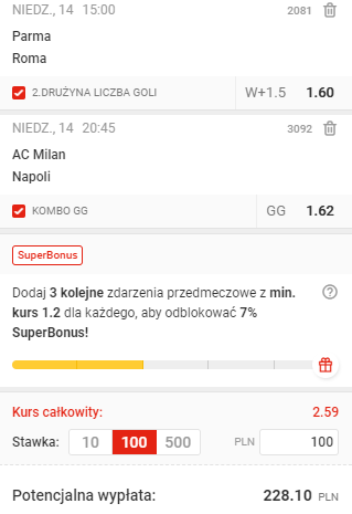 kupon double serie a,14.03.2021