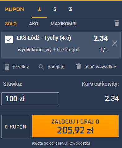 kupon SEO ŁKS Łódź - GKS Tychy 20.11.