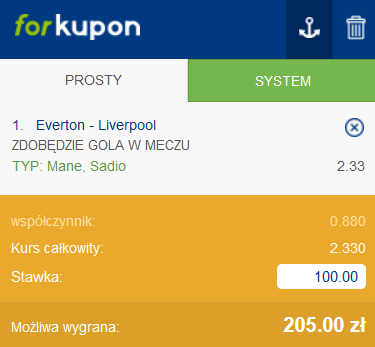 kupon SEO Everton - Liverpool 30.11. Forbet