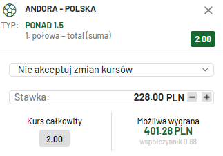 Kupon na mecz Andora - Polska w Totalbet