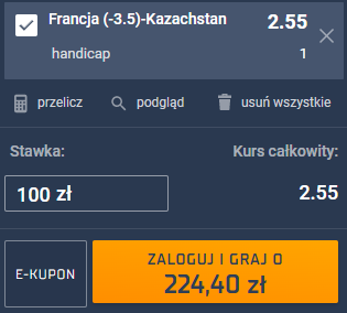 kupon single francja - kazachstan, 12.11.2021