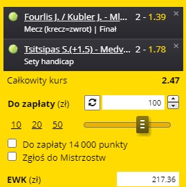 Kupon Fortuna double tenis AO ATP Mikst 27.01.2022