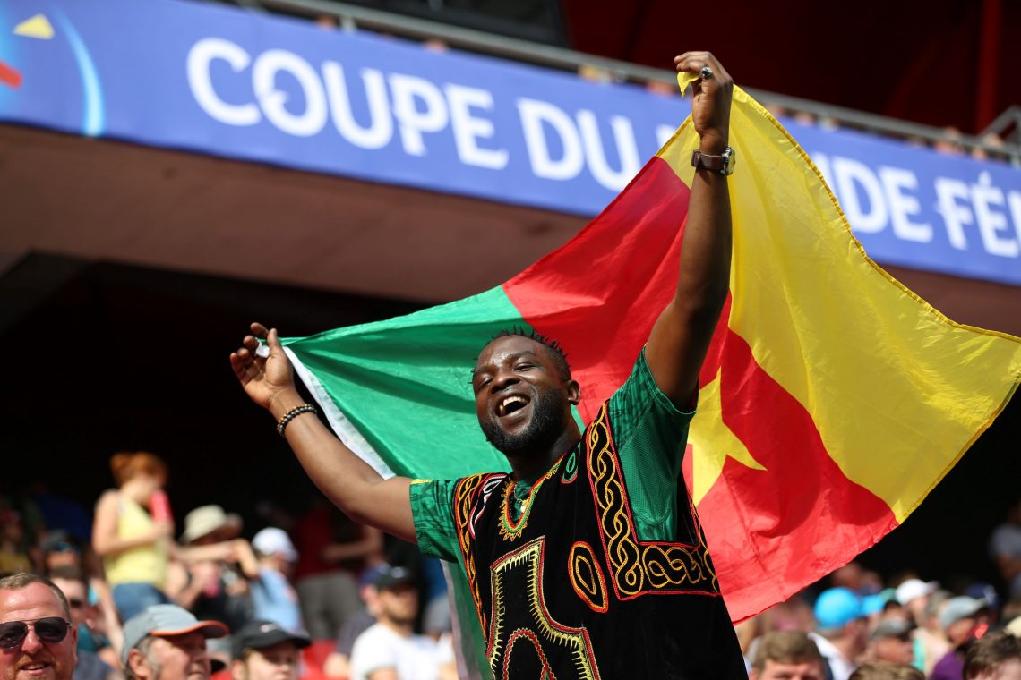 Kibic Kamerunu z flagą