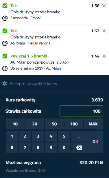 kupon triple na mecze serie a forbet