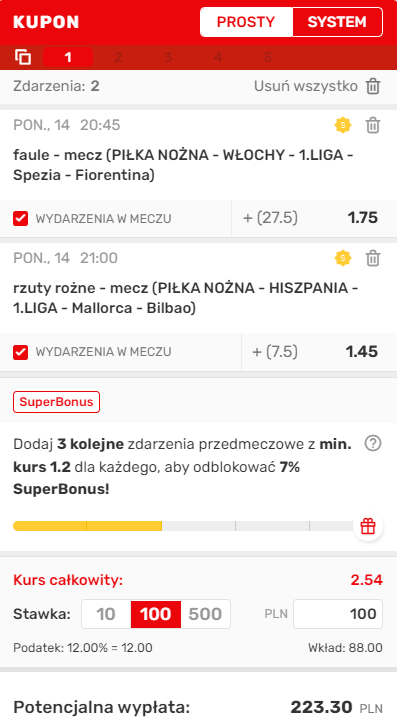 14.02. Superbet Włoch i Hiszpania