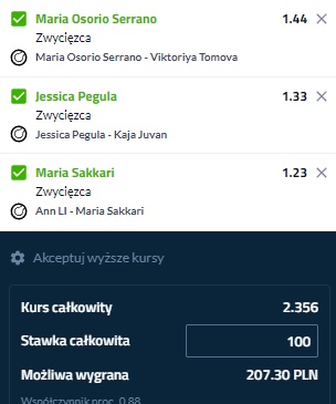 Kupon triple Forbet tenis WTA 22.02.2022