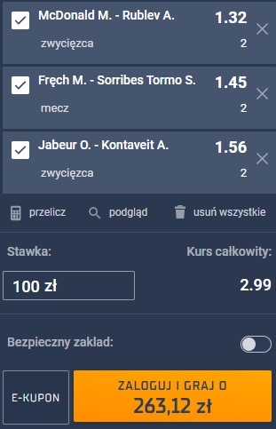 Kupon STS triple tenis 24.02.2022