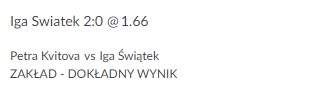 Kupon PZBuk SEO Swiatek vs Kvitova 30.03.2022