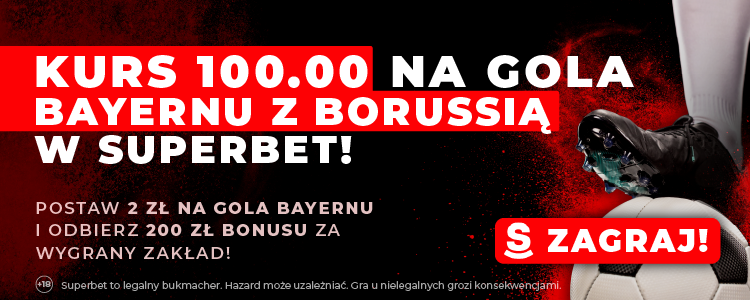 Kurs 100 na gola Bayernu w meczu z BVB