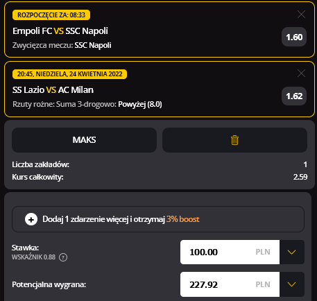 kupon double serie a, lvbet