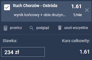 kupon solo ruch chorzów - sokół ostroda sts