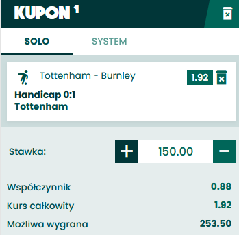kupon SEO Tottenham - Burnley 15.05.