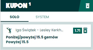 Kupon SEO Swiatek vs Karkhove 30.06.2022