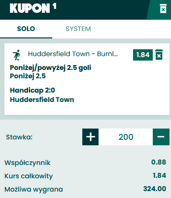 kupon SEO Huddersfield - Burnley 29.07.
