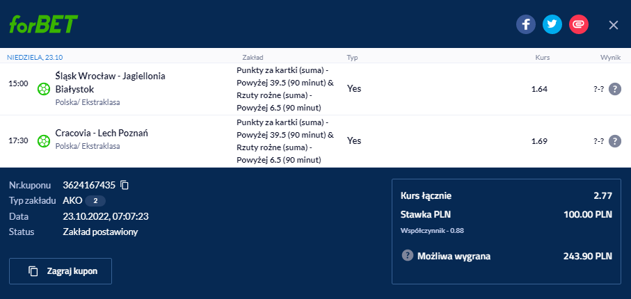 Ekstraklasa Forbet 23.10.