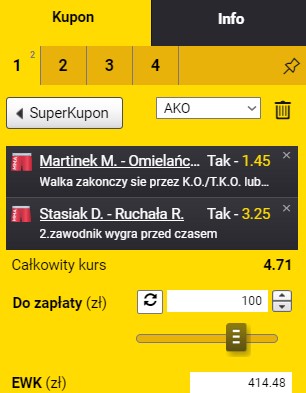 KSW 75, kupon Fortuna, Stasiak vs Ruchała