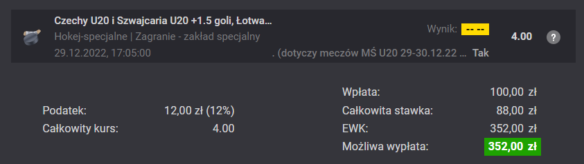 MŚ U20 Fortuna zakład specjalny