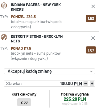 Kupon double NBA totalbet