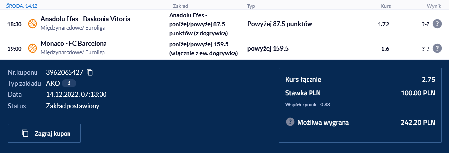 kupon double euroliga forbet