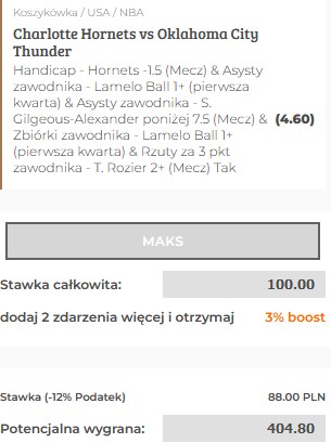 kupon singiel w noblebet na nba 29.12.22