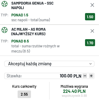 Kupon double Serie A totalbet
