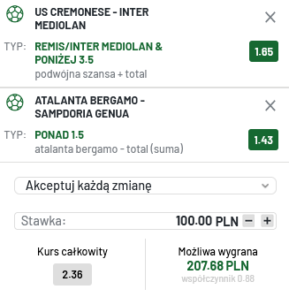 kupon double Serie A totalbet