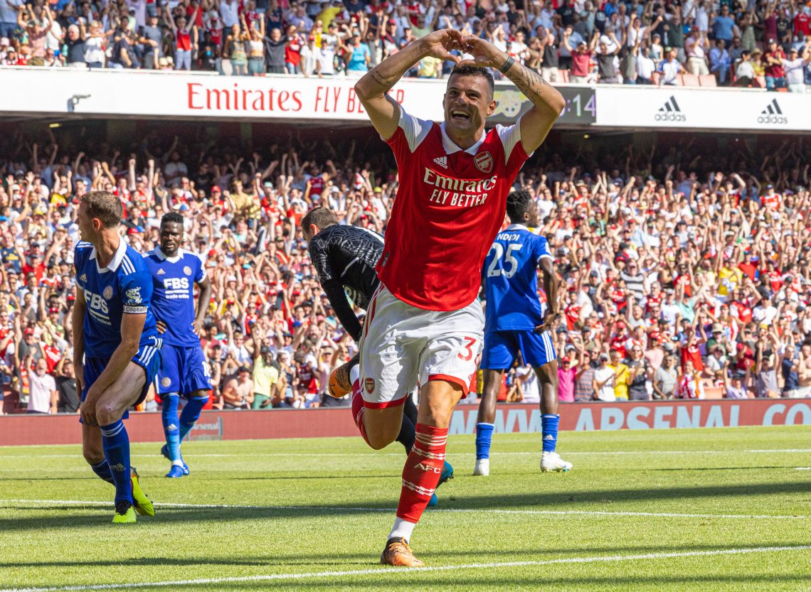 Granit Xhaka po strzeleniu gola Leicester