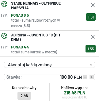Kupon double Serie A-Ligue 1, totalbet