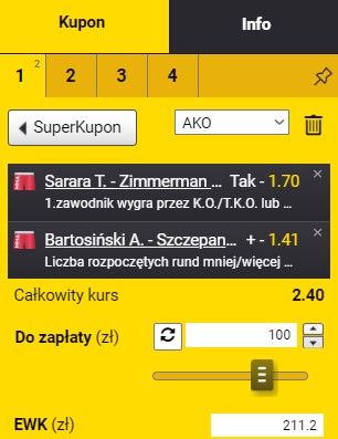 XTB KSW 81, Fortuna, double, Tomasz Sarara vs Errol Zimmerman, Bartosiński vs Szczepański