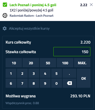 Kupon single Ekstraklasa, forbet