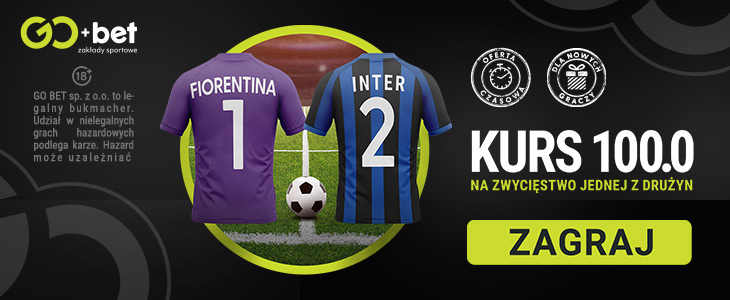 Kurs 100 na zwycięzcę meczu Fiorentina - Inter