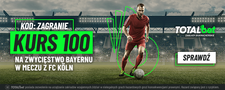 Kurs 100 na zwycięstwo Bayernu z Koln