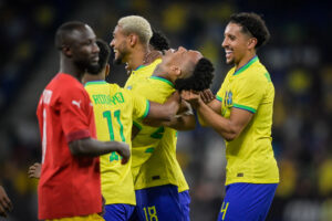 Piłkarze Brazylii po zdobytym golu