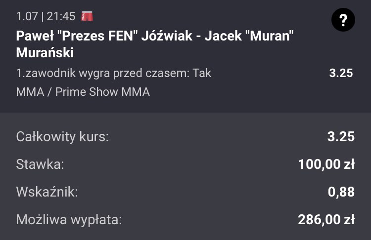 wygrana Jóźwiaka przed czasem