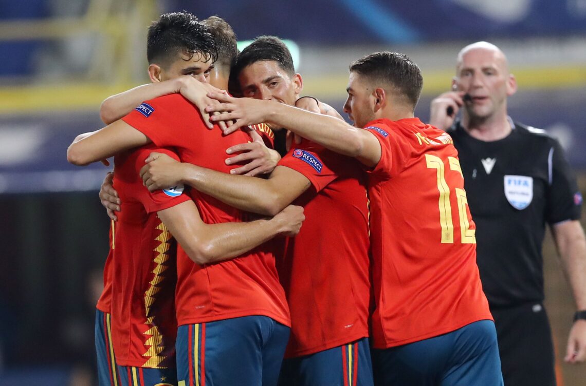 Piłkarze Hiszpanii U20 po zdobytym golu