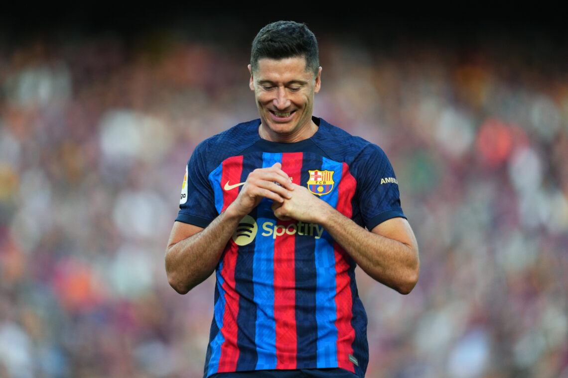 Robert Lewandowski podczas meczu Barcelony