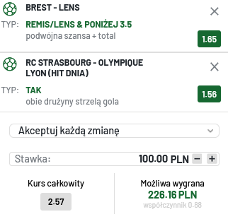 Kupon double Ligue 1, 13 sierpnia TOTALbet